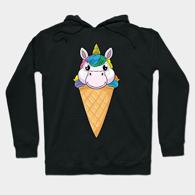 Unicorn with Ice cream cone & Ice cream Hoodie by Markus Schnabel